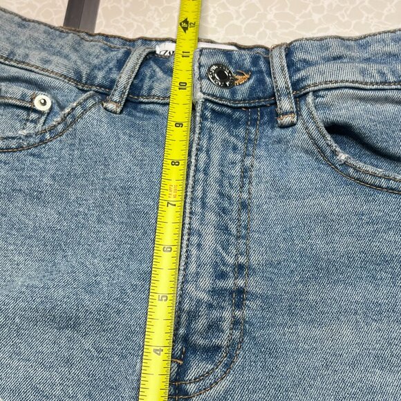 ZARA High Rise Shorts Denim Jean Blue Ripped Size 4 - Picture 7 of 7